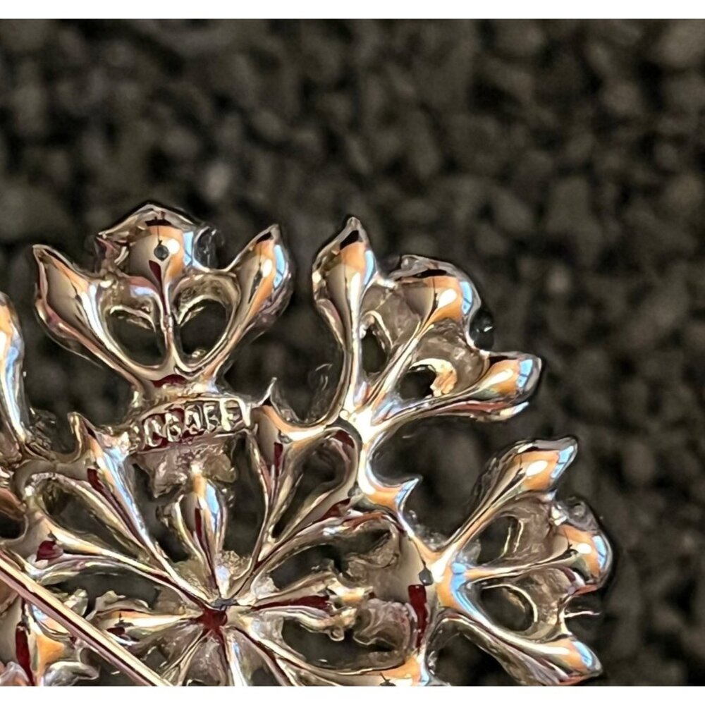 Vintage Bogoff Clear Rhinestone Snowflake Brooch … - image 8